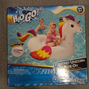 H2OGO!  Bestway Inflatable Fantasy Unicorn Pool Float Ride-On White New Sealed